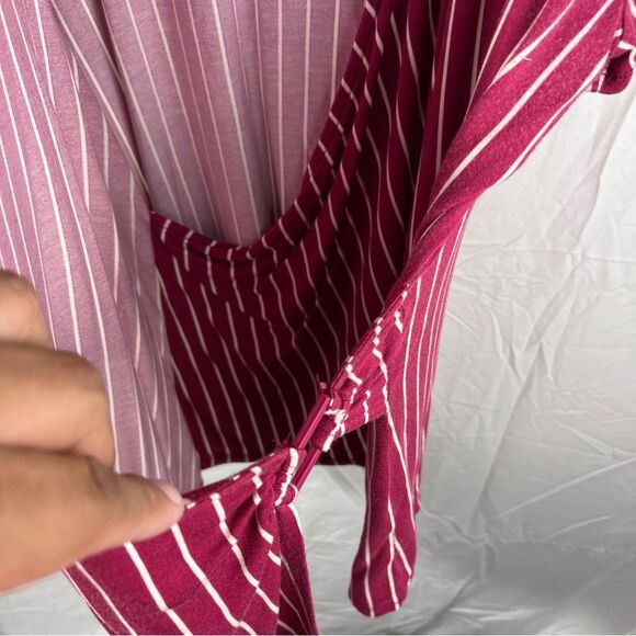 Lane Bryant Striped Wrap Burgundy Top 0164 - Picture 6 of 11